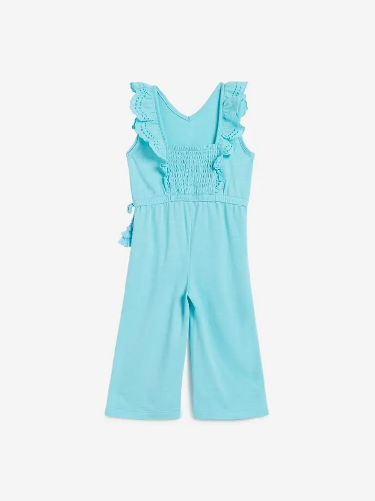 HOP Kids Aqua Lace Detailed Jumpsuit