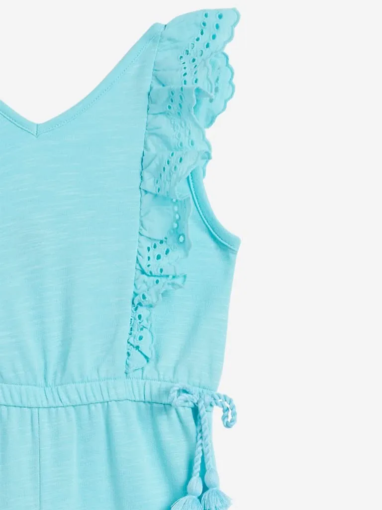 HOP Kids Aqua Lace Detailed Jumpsuit