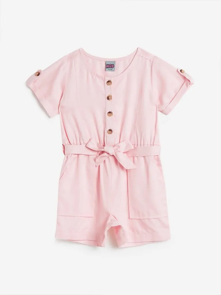 HOP Kids Light Pink Jumpsuit with Belt