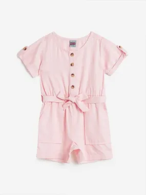 HOP Kids Light Pink Jumpsuit with Belt