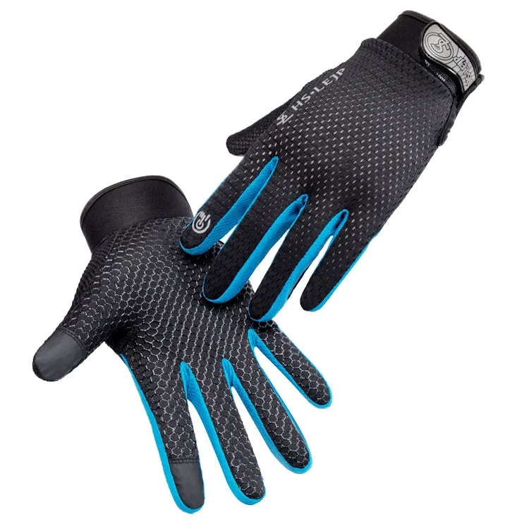 HSLEJP Outdoor Sports Breathable Touch Screen Antiskid Cycling Full Finger Gloves, Size: M(Gray)