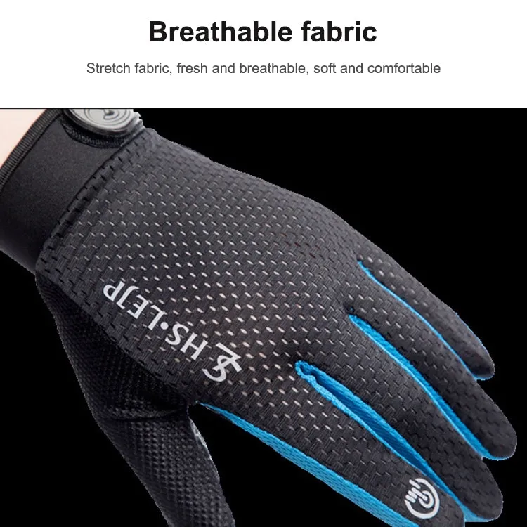 HSLEJP Outdoor Sports Breathable Touch Screen Antiskid Cycling Full Finger Gloves, Size: M(Gray)