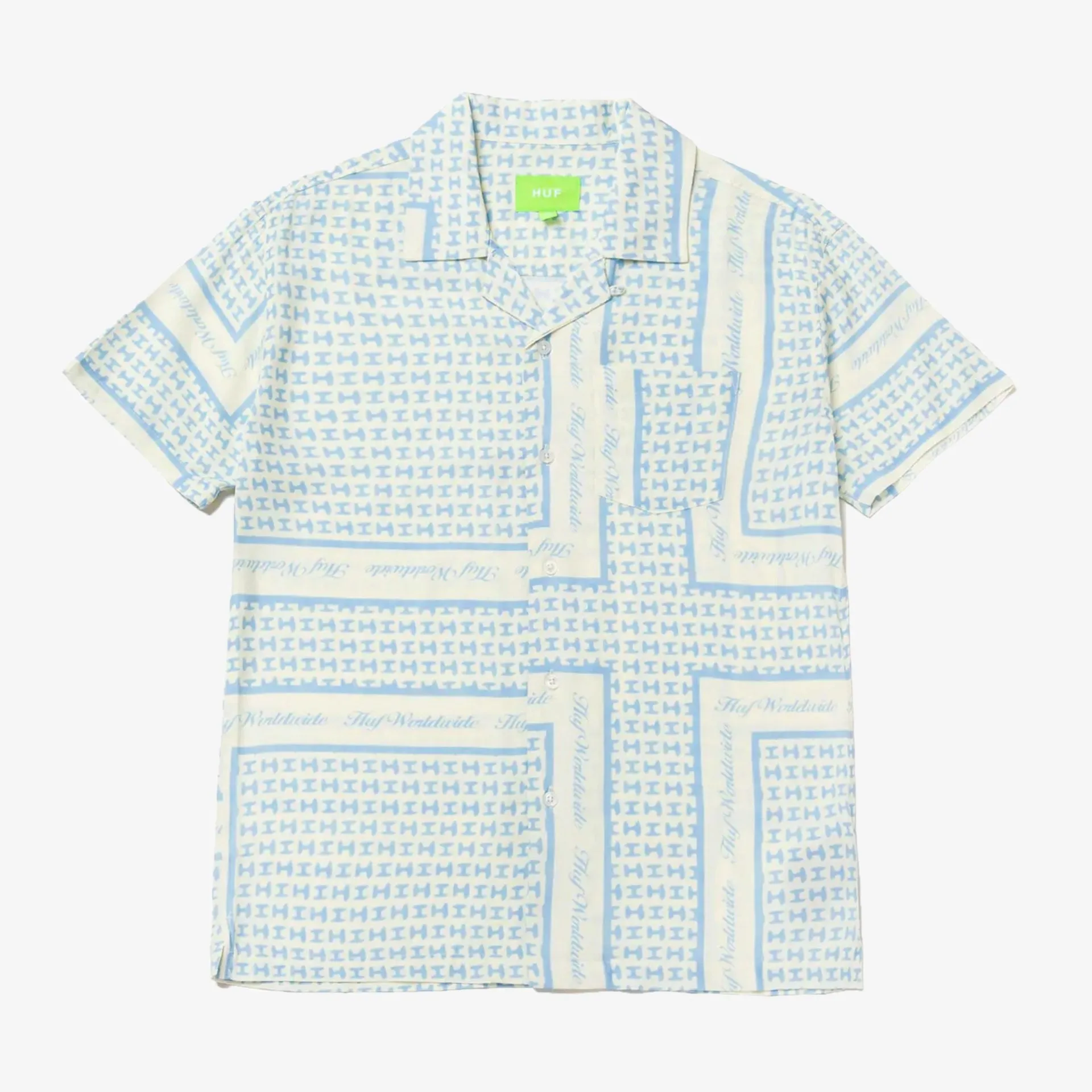 HUF | SCARF RESORT WOVEN TOP  { WHITE/BLUE