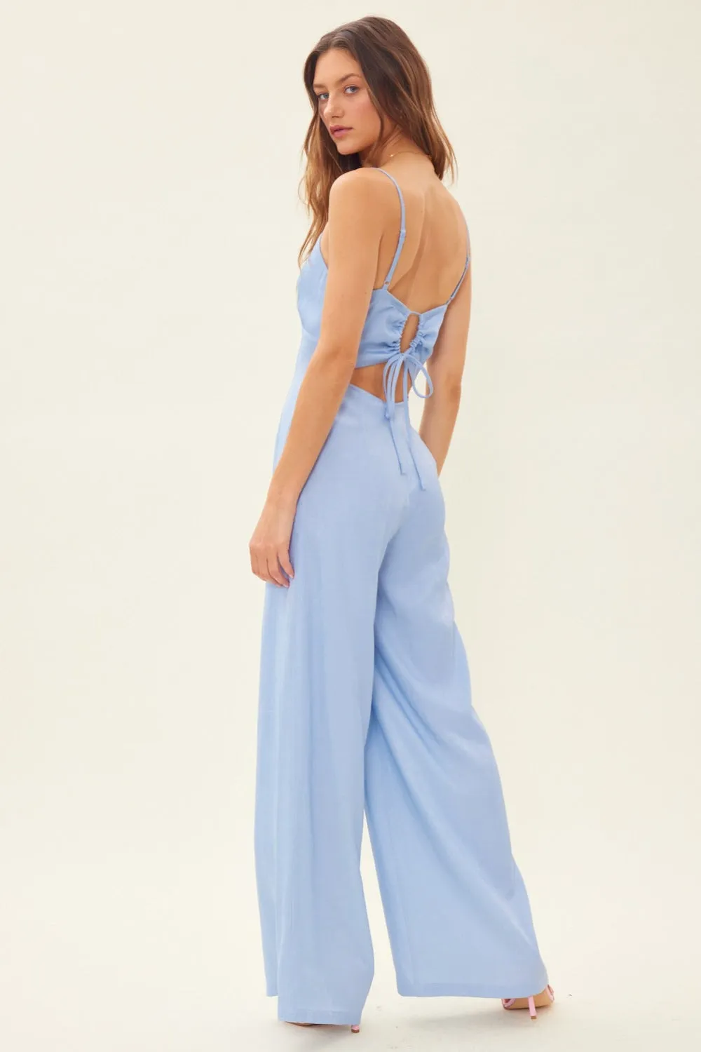 Idem Ditto Drawstring Back Sleeveless Wide Leg Jumpsuit