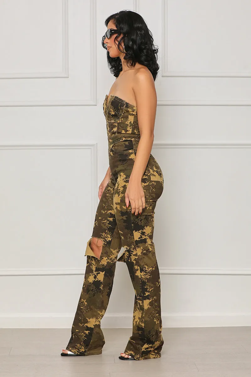 In A Mood Camo Jumpsuit (Green Multi)- FINAL SALE