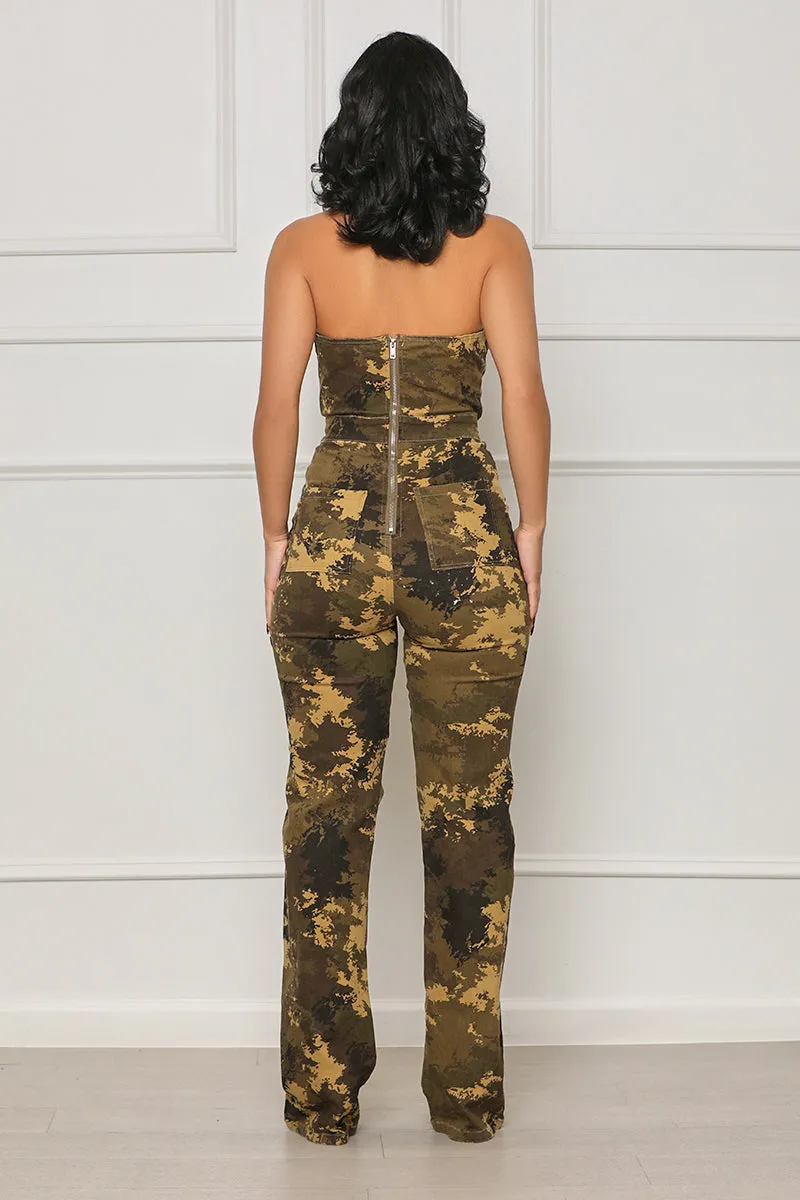 In A Mood Camo Jumpsuit (Green Multi)- FINAL SALE