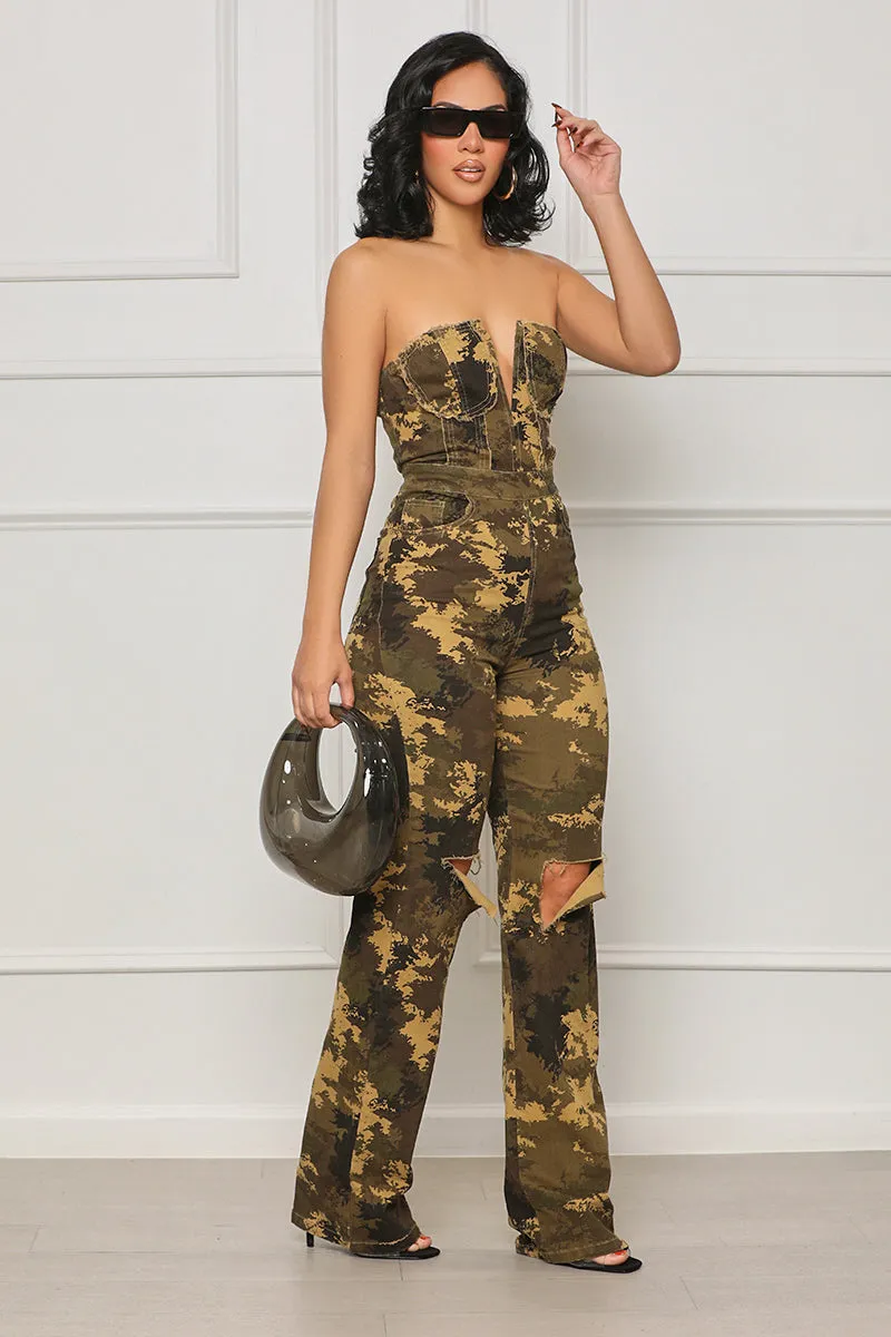 In A Mood Camo Jumpsuit (Green Multi)- FINAL SALE