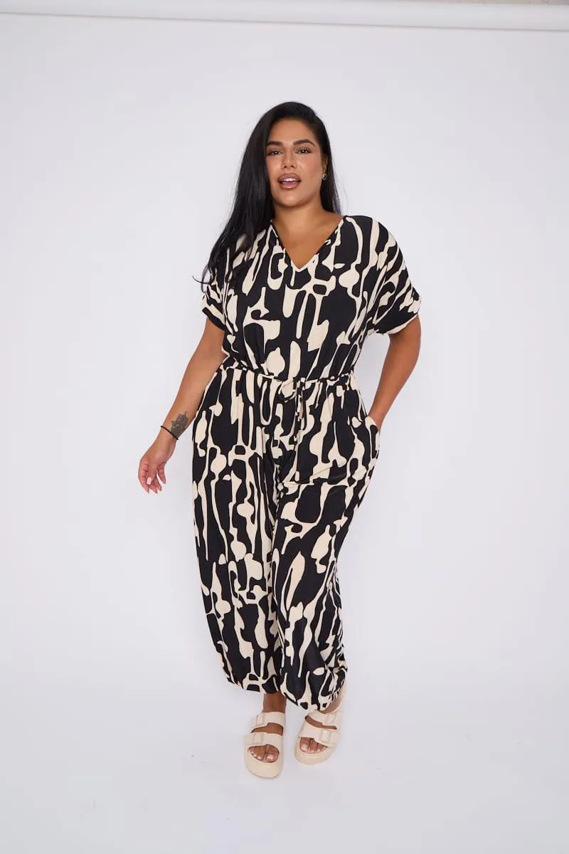 Jenna Jumpsuit in Graphic Black