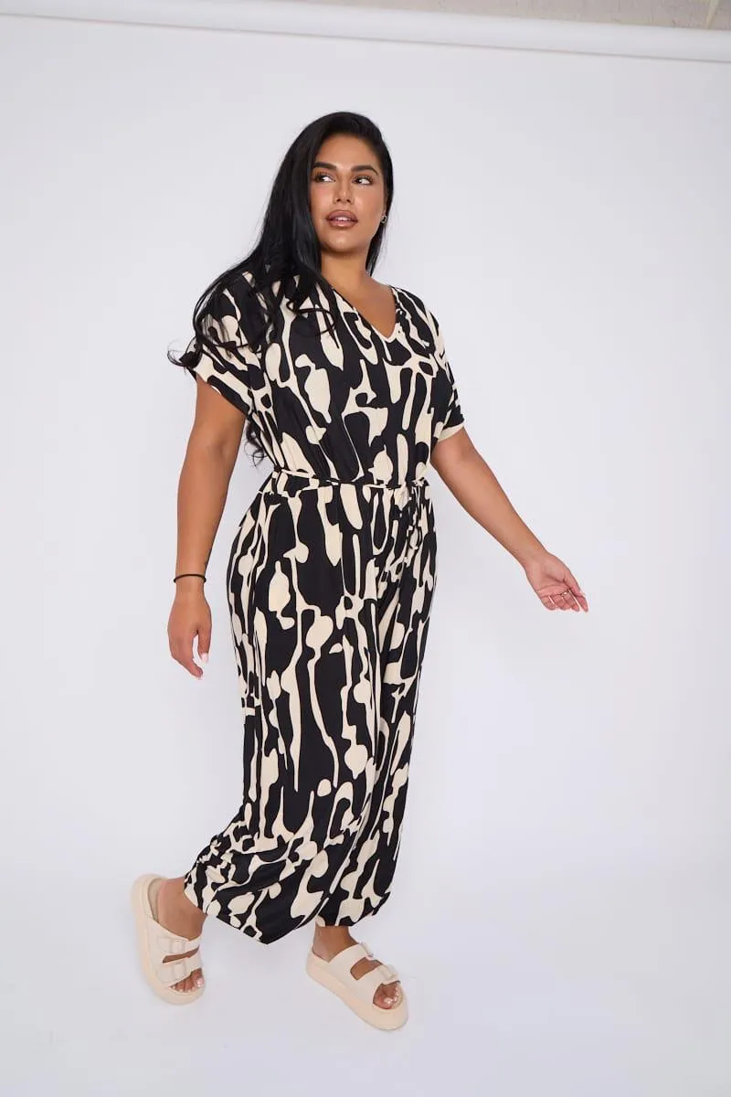 Jenna Jumpsuit in Graphic Black