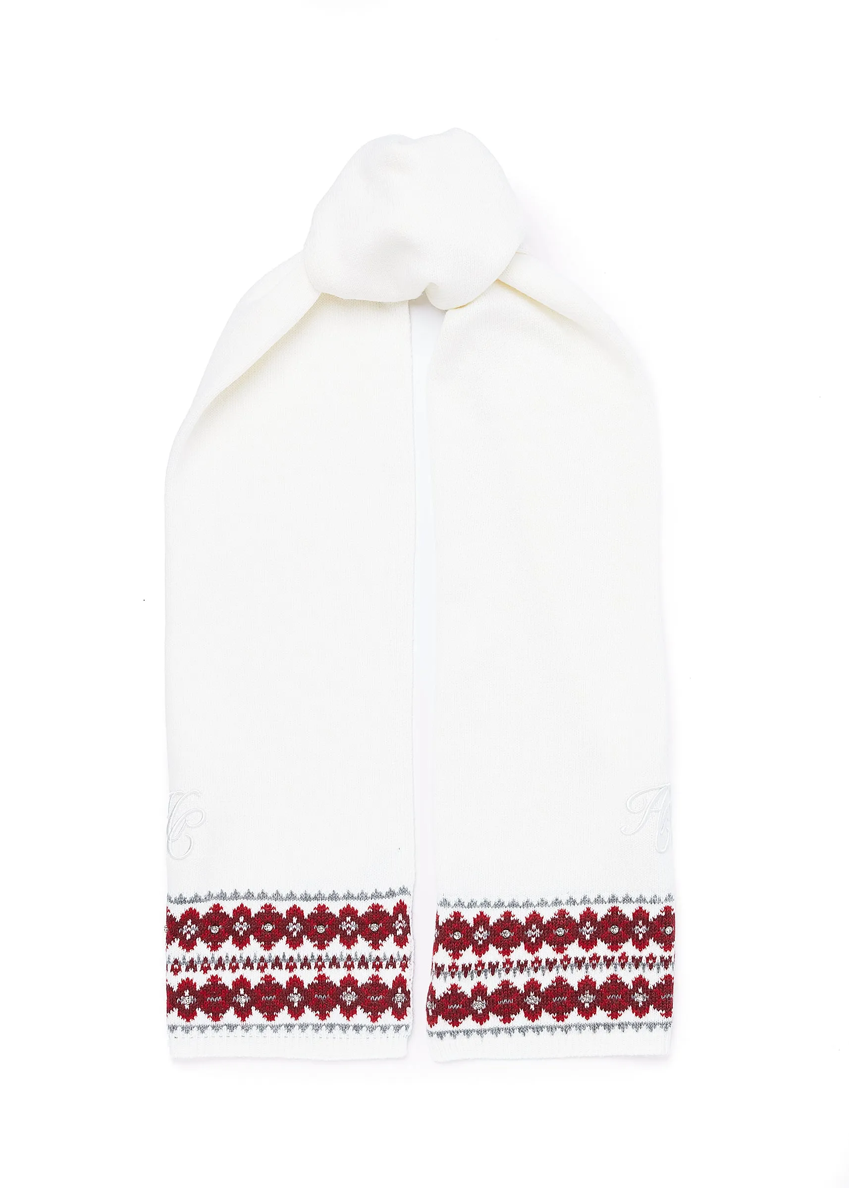 Jennifer Fairisle Bobble Hat & Scarf Set (Natural)