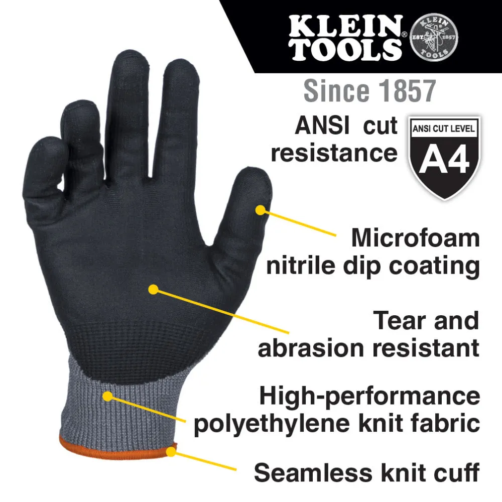 Klein 60587 Knit Dipped Gloves, Cut Level A4, Touchscreen, Small, 2-Pair