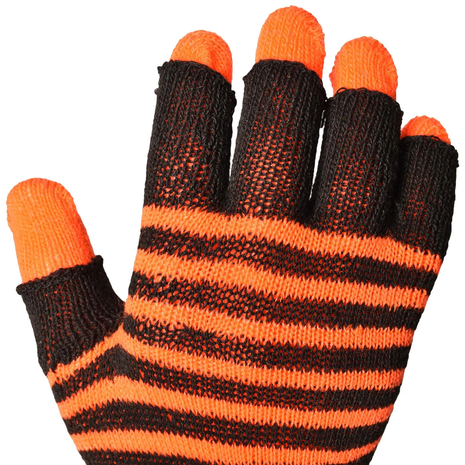 Ladies Striped Magic 2 in 1 Neon Fingerless Gloves