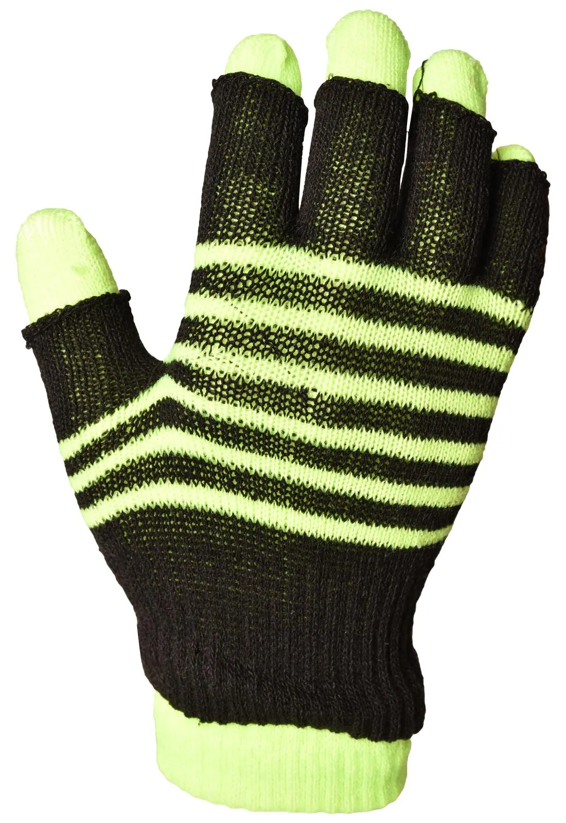 Ladies Striped Magic 2 in 1 Neon Fingerless Gloves