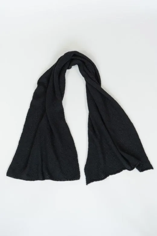 Large Black Knit Lace Alpaca Scarf