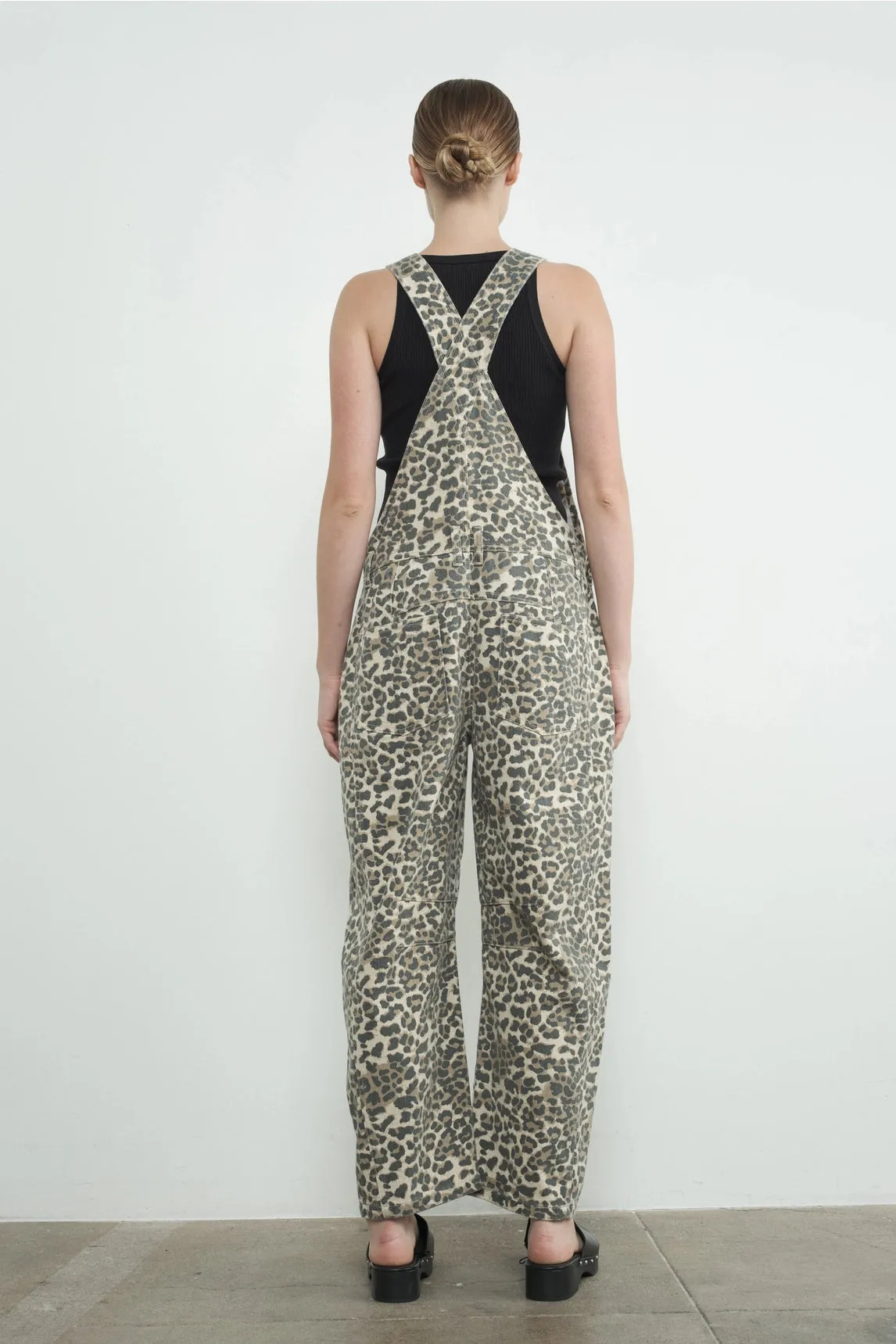 Leopard Print Denim Overalls