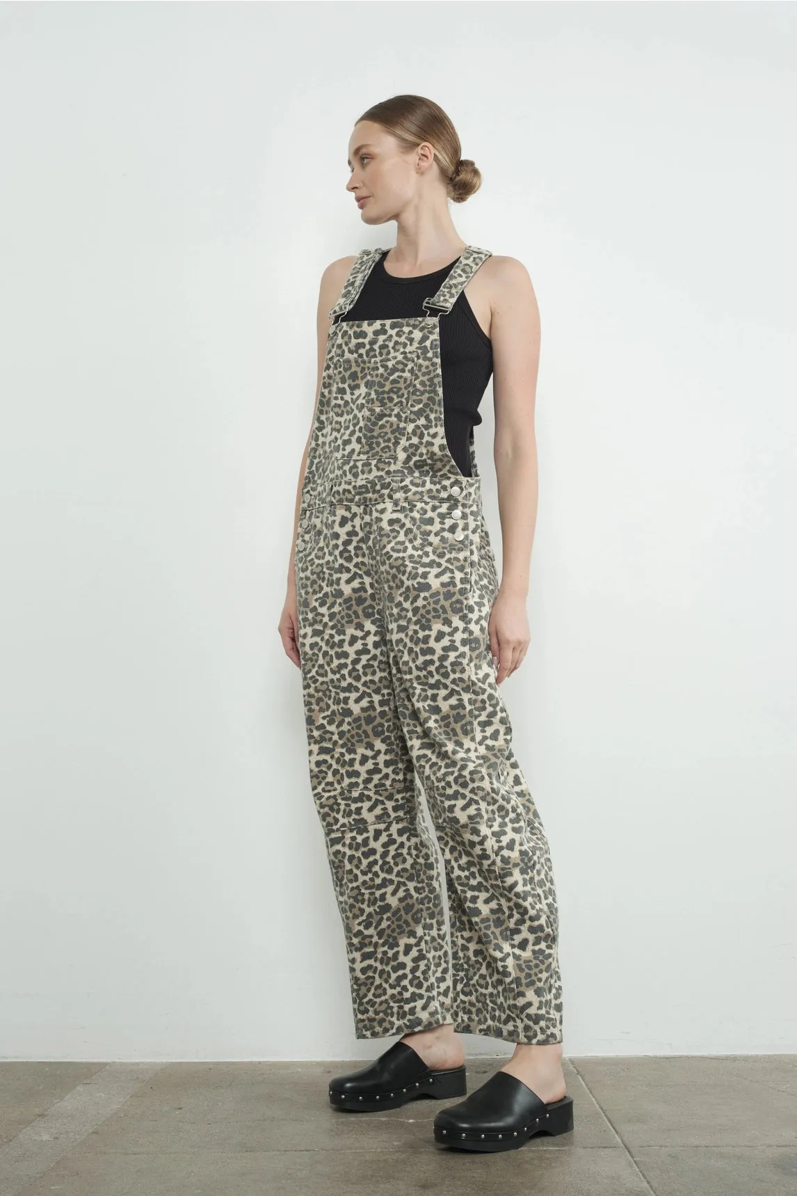 Leopard Print Denim Overalls