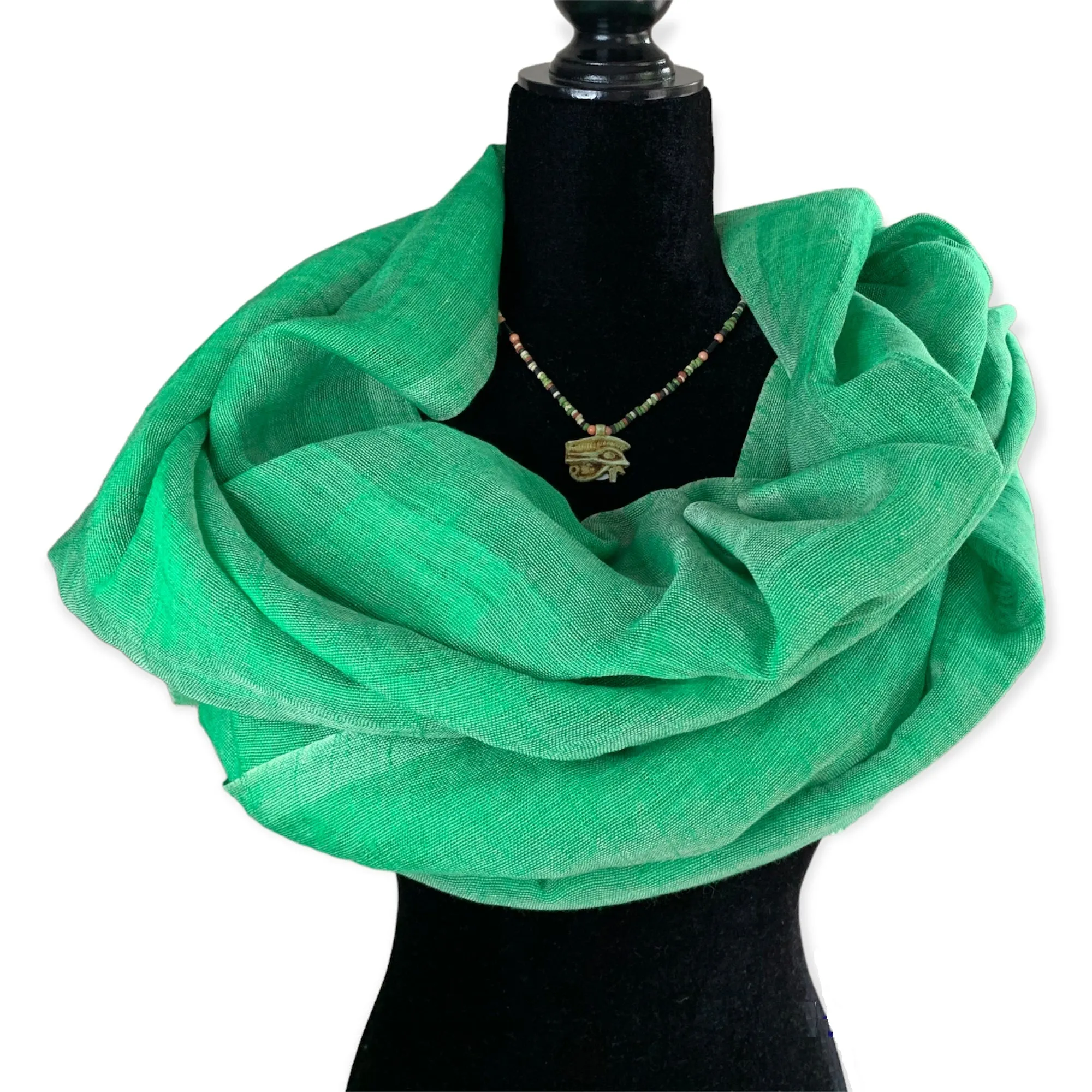 Linen Handwoven Scarf - Grass Green