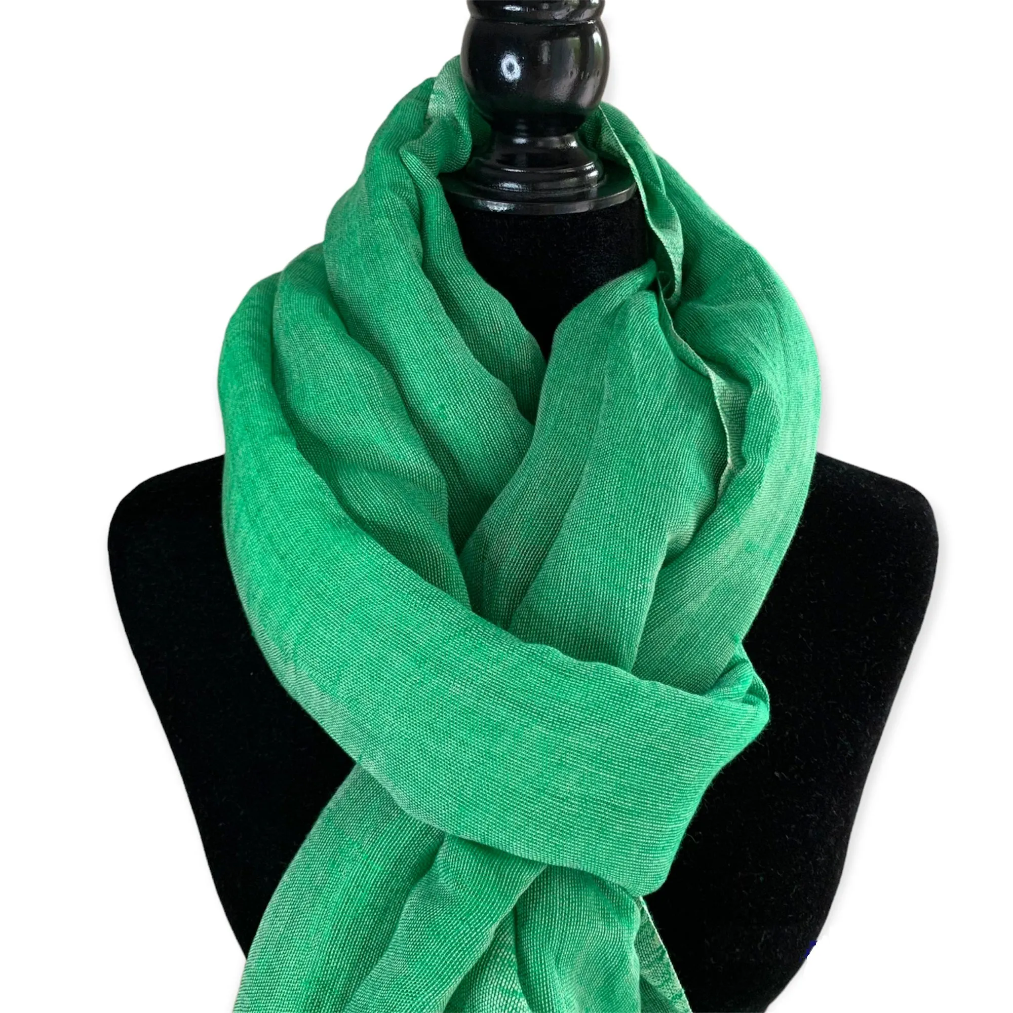 Linen Handwoven Scarf - Grass Green