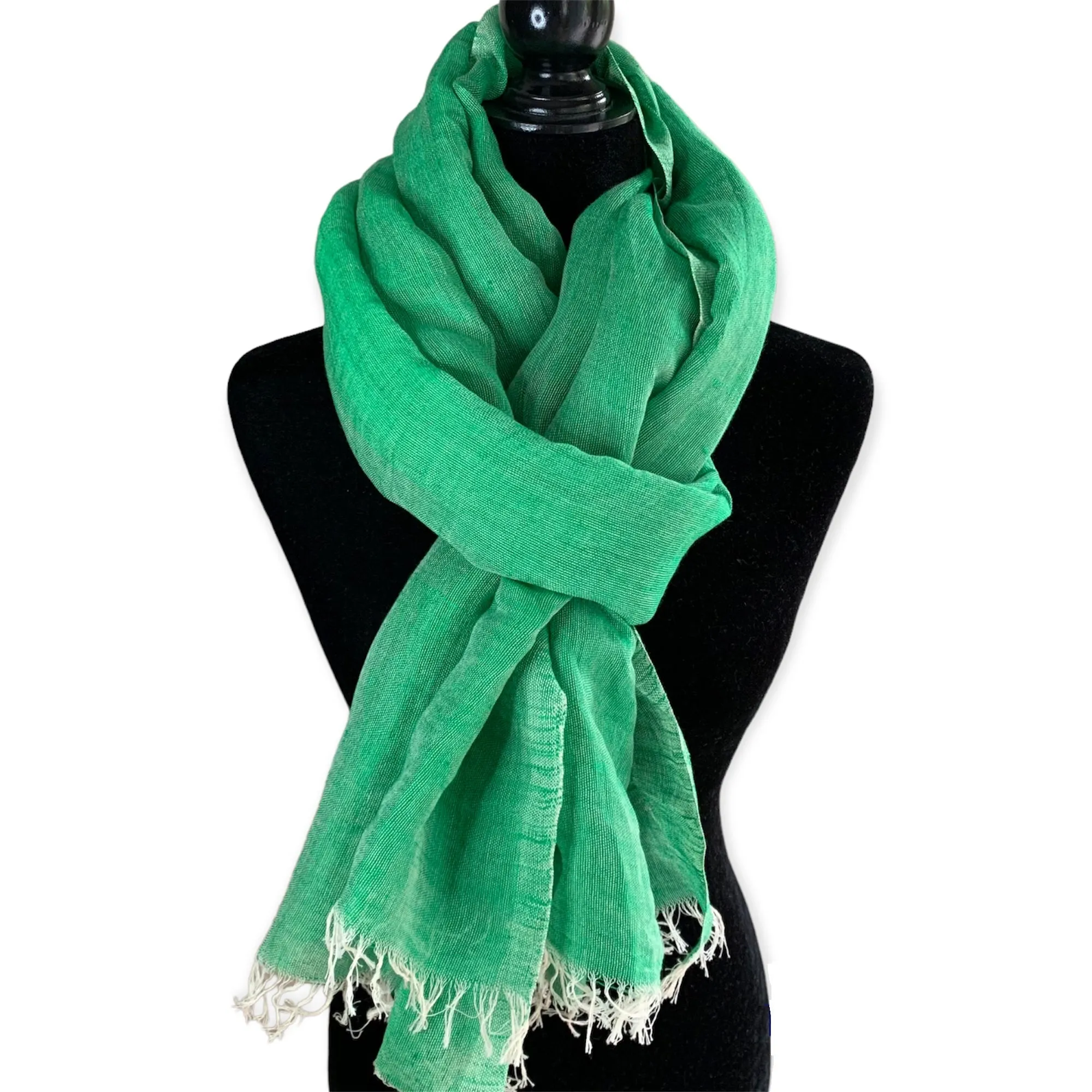 Linen Handwoven Scarf - Grass Green