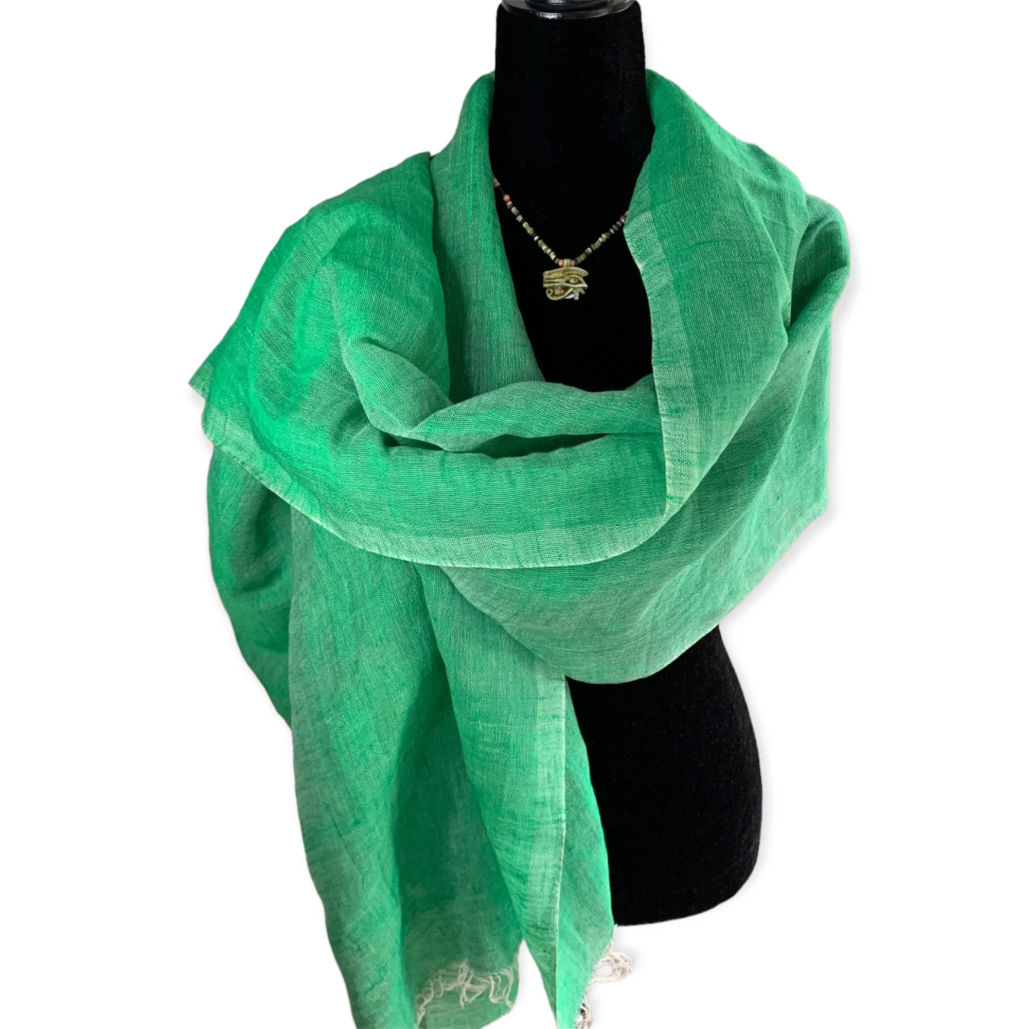 Linen Handwoven Scarf - Grass Green