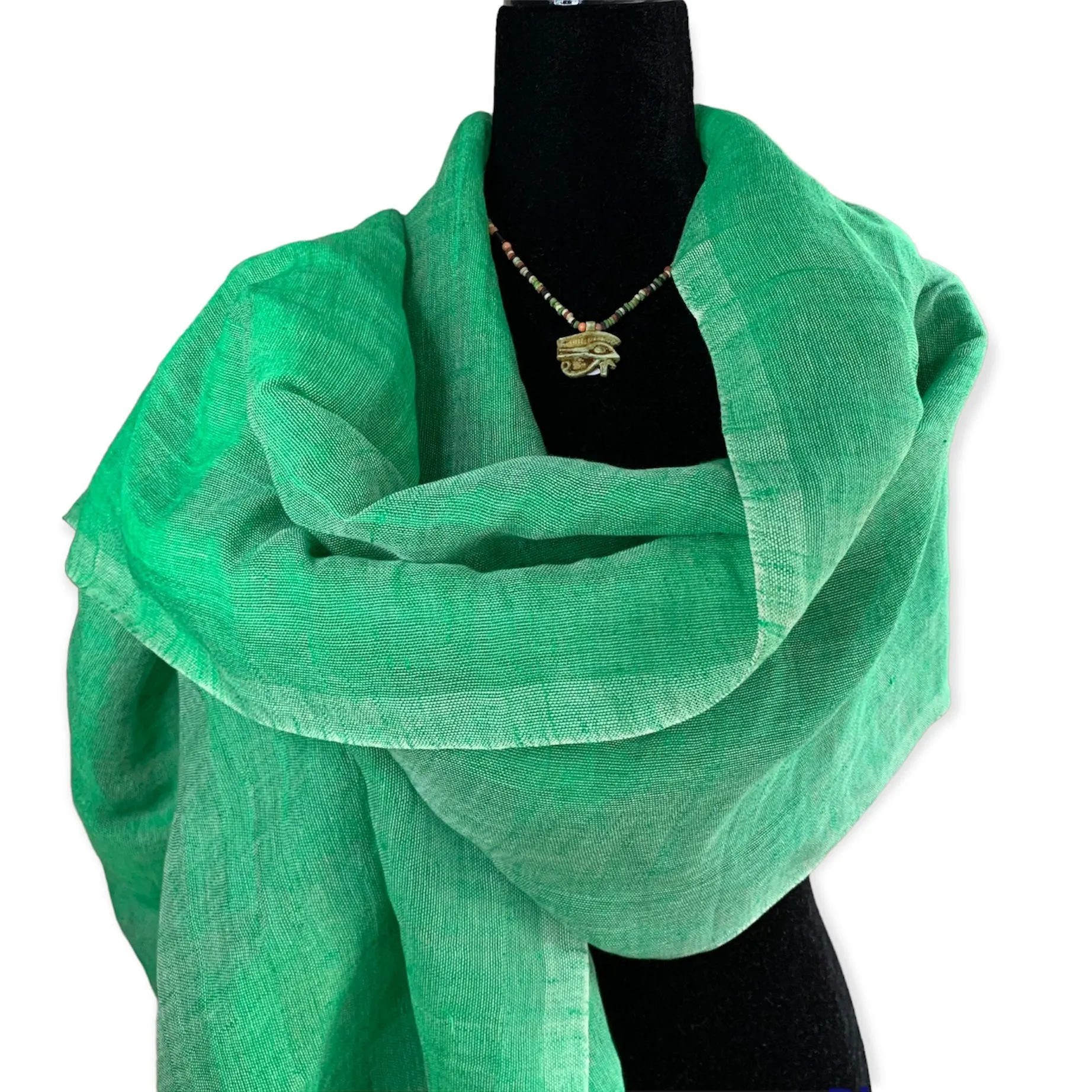 Linen Handwoven Scarf - Grass Green