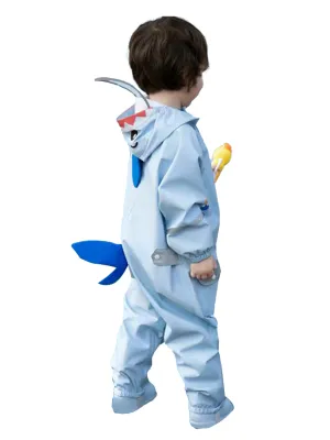 Little Surprise Box Light Blue Submarine theme full Jumpsuit Style Raincoat for Toddlers and Kids