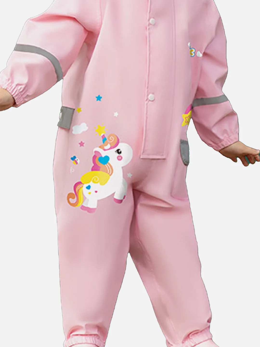 Little Surprise Box Light Pink Magic Uni theme full Jumpsuit Style Raincoat for Toddlers and Kids