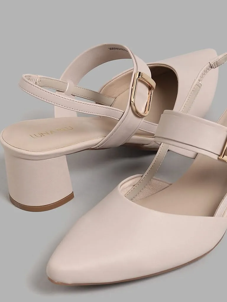 LUNA BLU Solid Ivory Sling Back Shoes