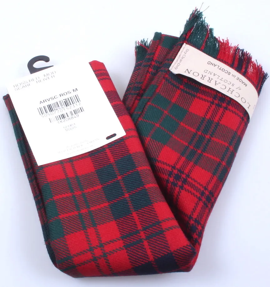 Luxury Lightweight Scarf in Ross Red Modern Tartan