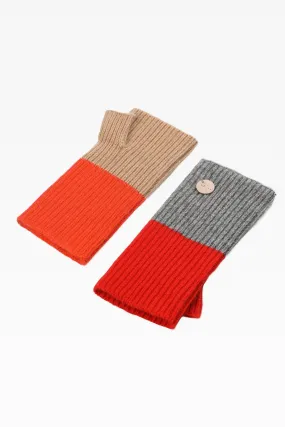 Maisie Ladies Rib Wristlets in Orange Mix: Cashmere & Wool Blend