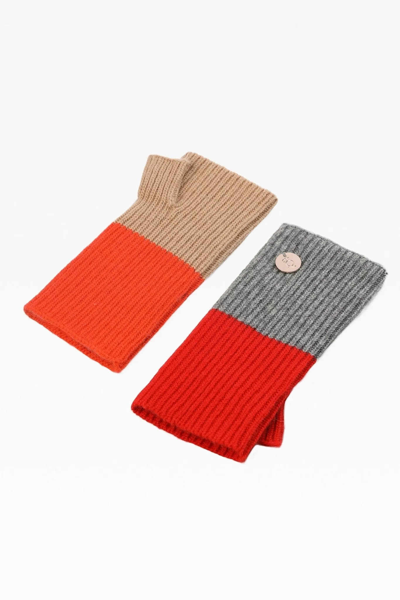 Maisie Ladies Rib Wristlets in Orange Mix: Cashmere & Wool Blend