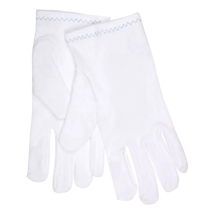 MCR Safety 8750 Reversible and Hemmed Inset Thumb Inspectors Gloves, White, Box of 12 Pairs