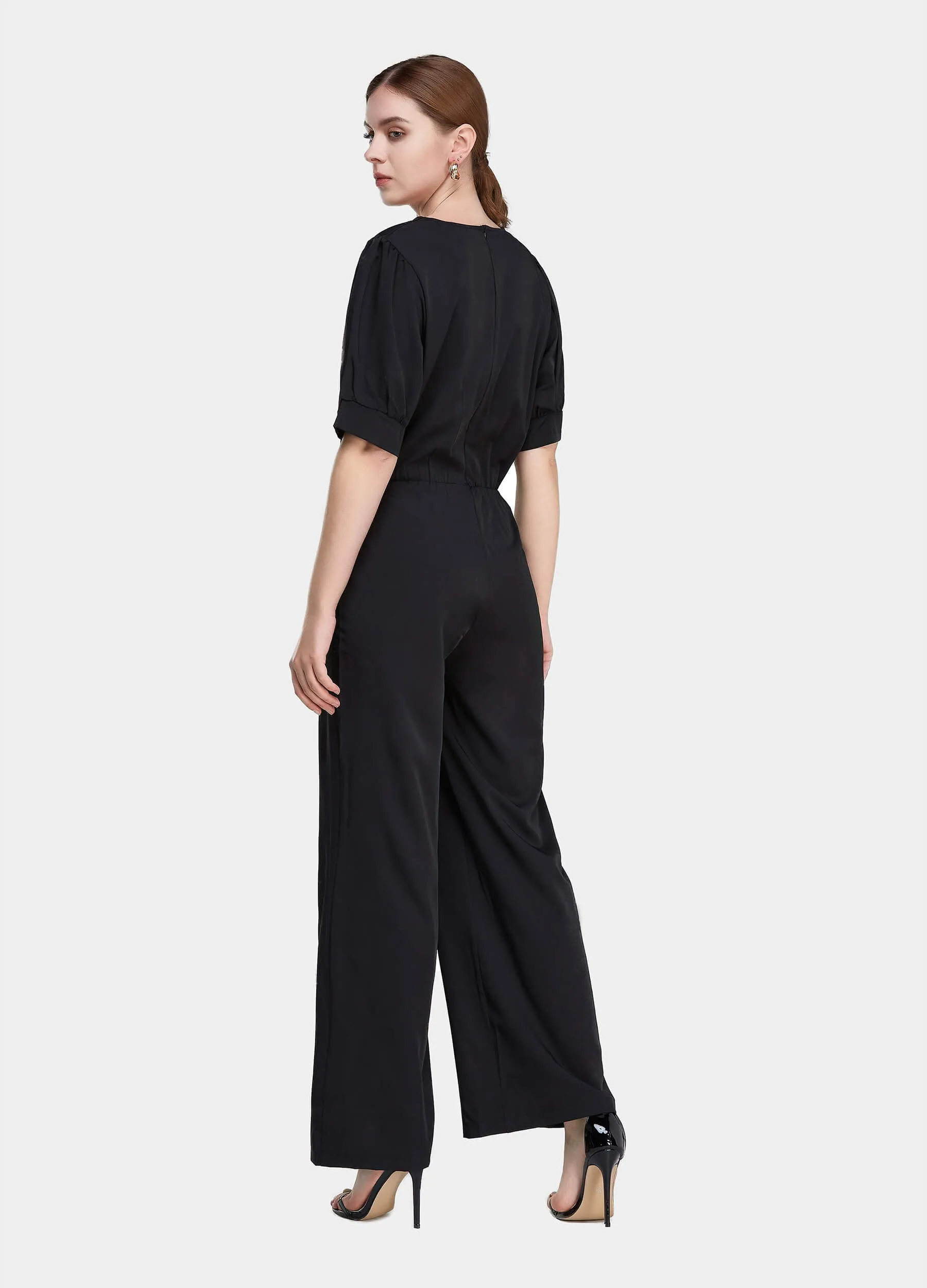 MECALA Women's Solid Waist Wide Leg Jumpsuit Women Romper