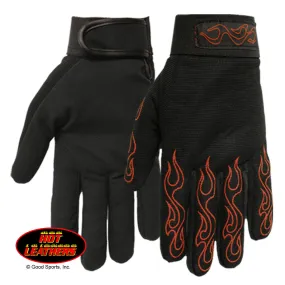 Mechanics Gloves with Red Flames