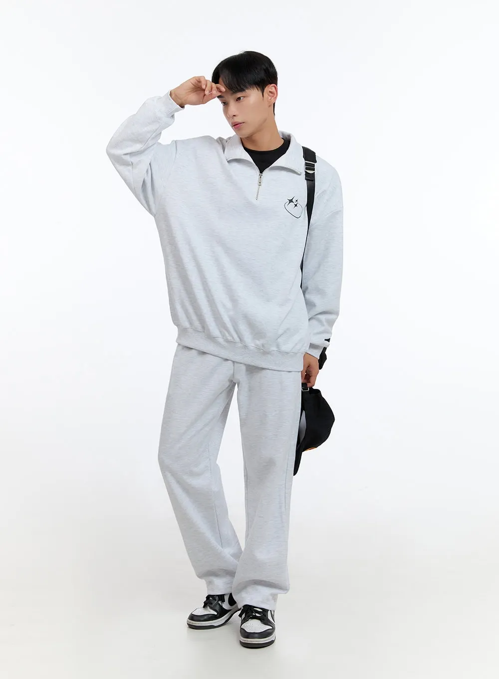 Men's  Banded Cotton Solid Sweatpants (White) IS412