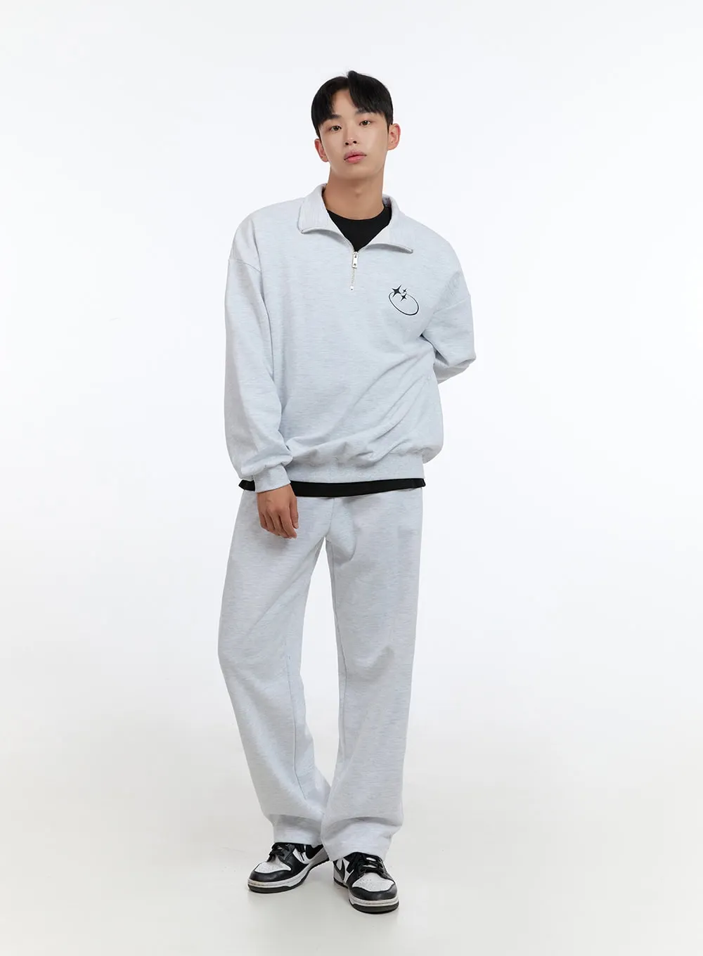 Men's  Banded Cotton Solid Sweatpants (White) IS412