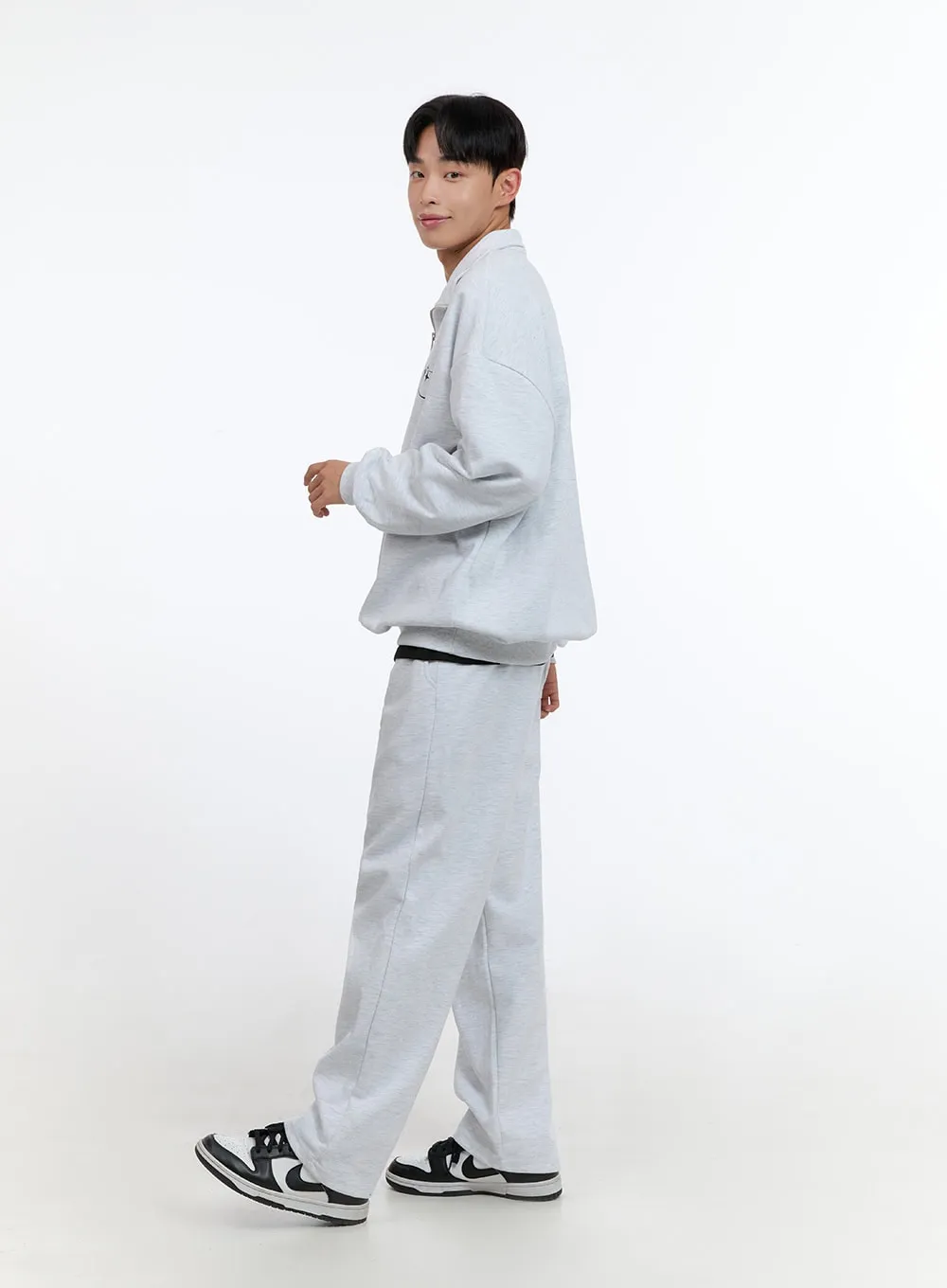 Men's  Banded Cotton Solid Sweatpants (White) IS412