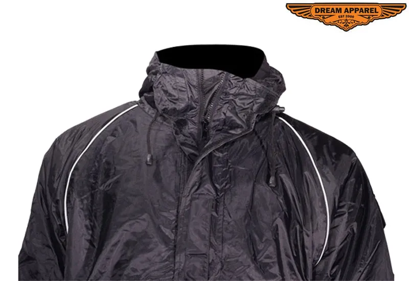 Mens Black Textile Jacket With Hood