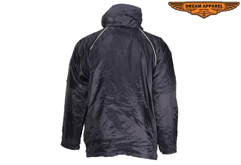 Mens Black Textile Jacket With Hood