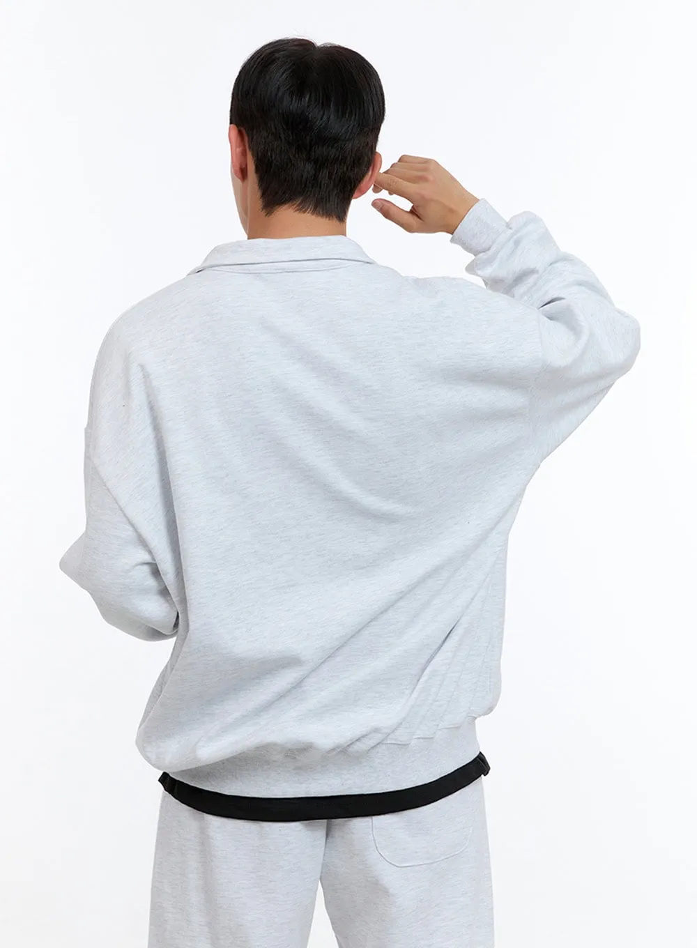 Men's Cozy Half Zip Sweatshirt (White) IS412