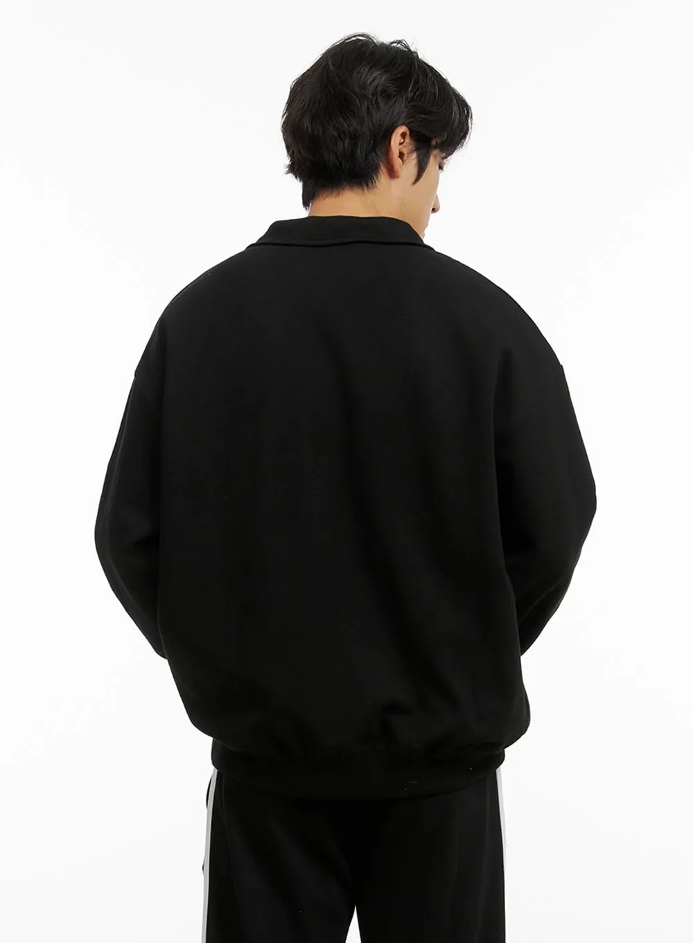 Men's Cozy Zip-Up Solid Sweatshirt (Black) IG409