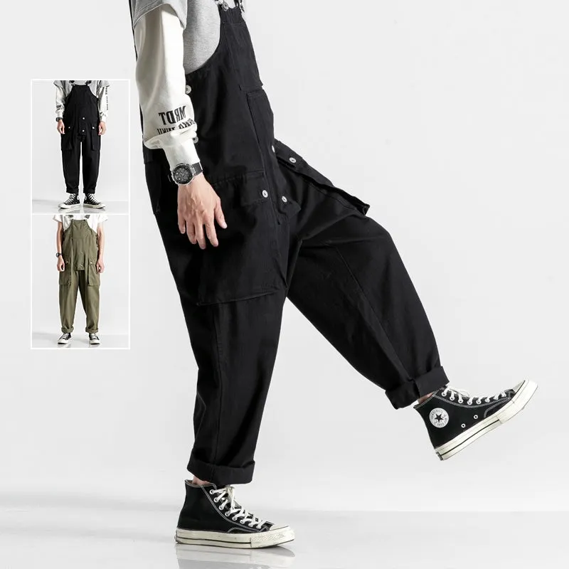 Men's Denim Bib Overalls Fashion Relaxed Fit Casual Jumpsuit Lightweight Overalls with Pockets