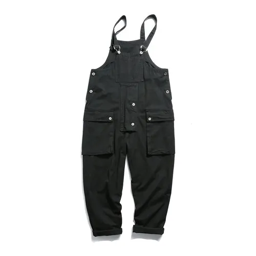 Men's Denim Bib Overalls Fashion Relaxed Fit Casual Jumpsuit Lightweight Overalls with Pockets