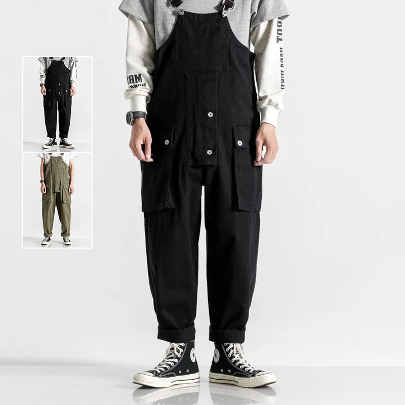 Men's Denim Bib Overalls Fashion Relaxed Fit Casual Jumpsuit Lightweight Overalls with Pockets