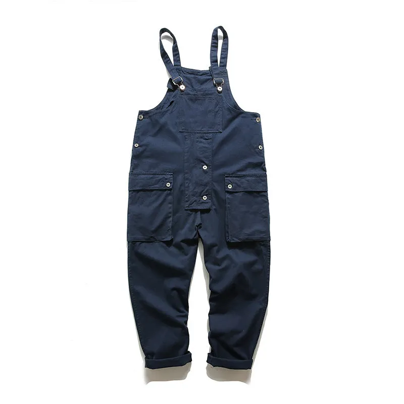 Men's Denim Bib Overalls Fashion Relaxed Fit Casual Jumpsuit Lightweight Overalls with Pockets