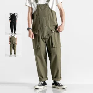 Men's Denim Bib Overalls Fashion Relaxed Fit Casual Jumpsuit Lightweight Overalls with Pockets