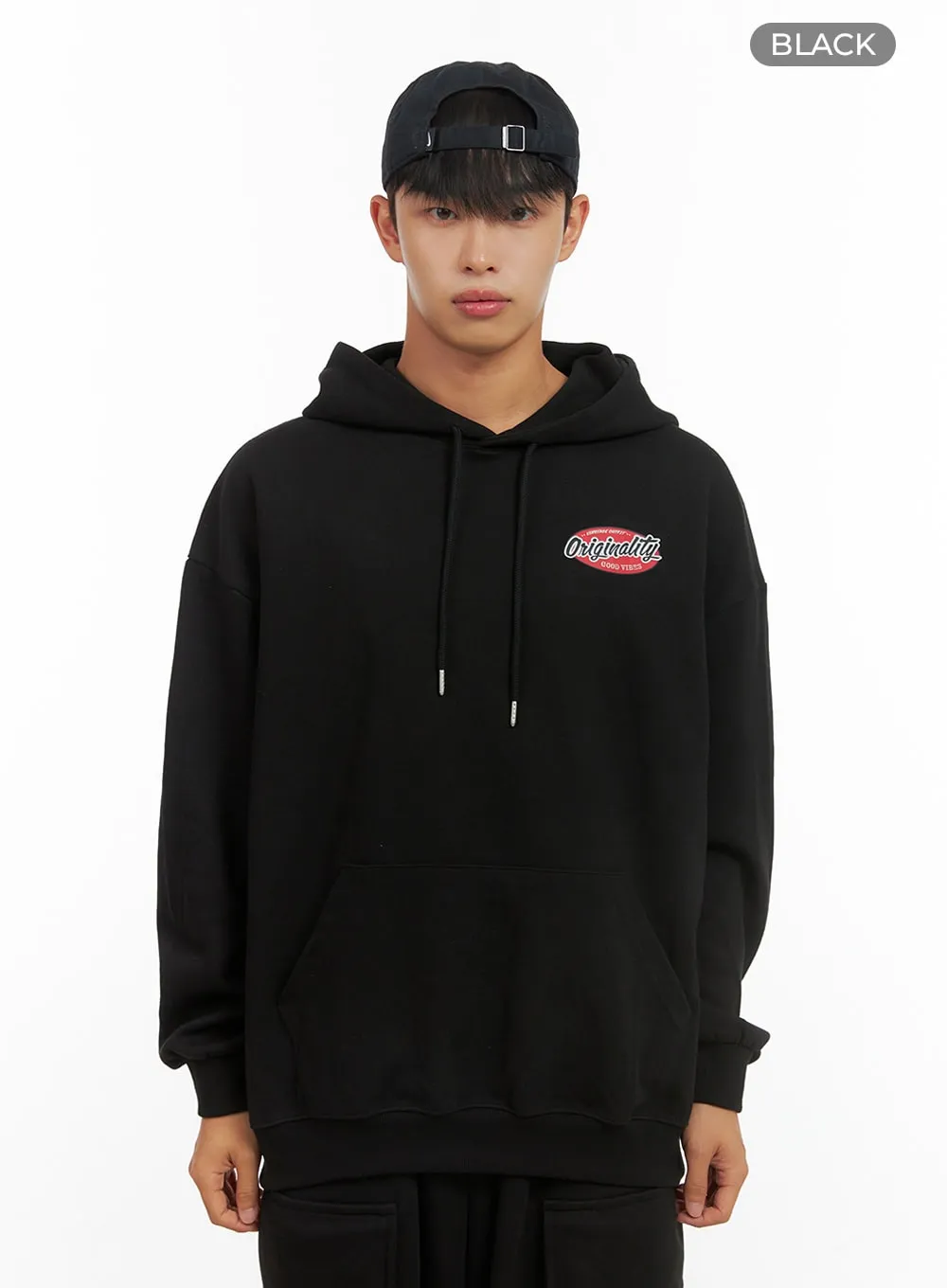 Men's Graphic Hooded Sweatshirt (Black) IS419