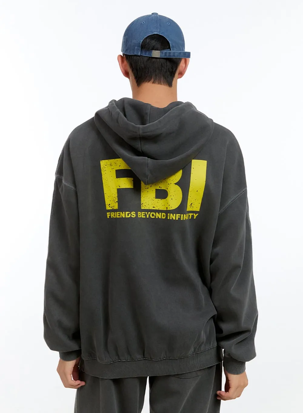 Men's Graphic Simple Lettering Hoodie (Black) IG422