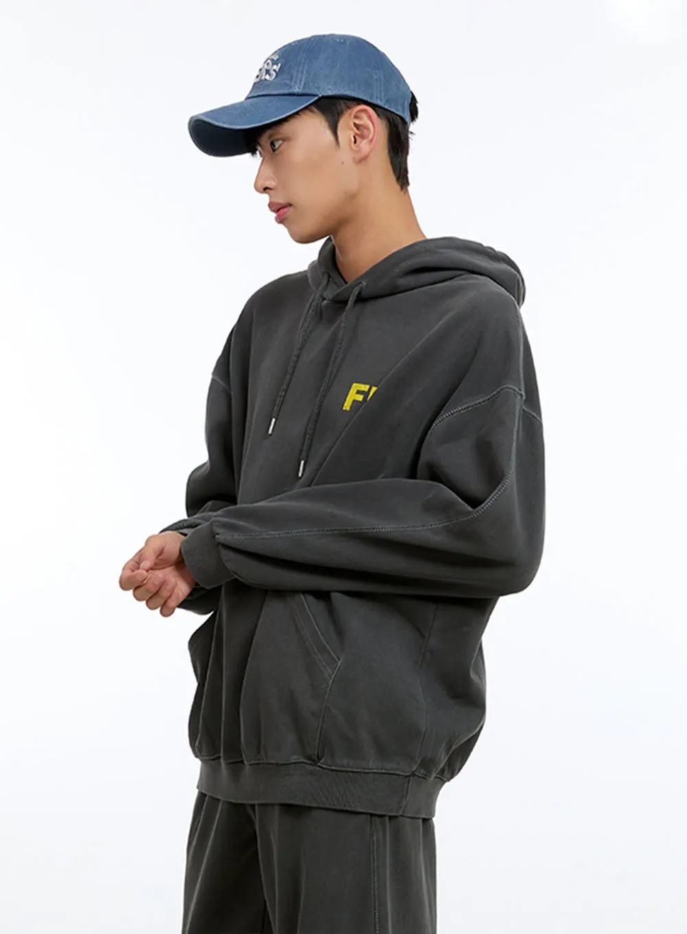 Men's Graphic Simple Lettering Hoodie (Black) IG422