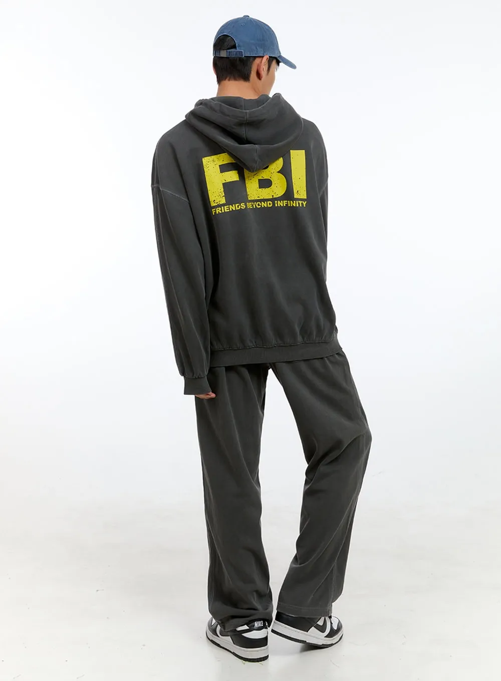 Men's Graphic Simple Lettering Hoodie (Black) IG422